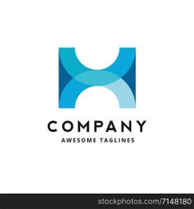 creative initial letter H logo base from shape of half circle vector concept
