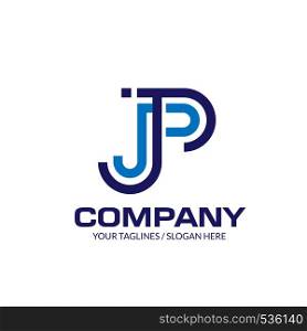 creative initial letter JP linear logo design elements