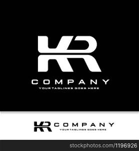 creative initial letter KR logo with black background