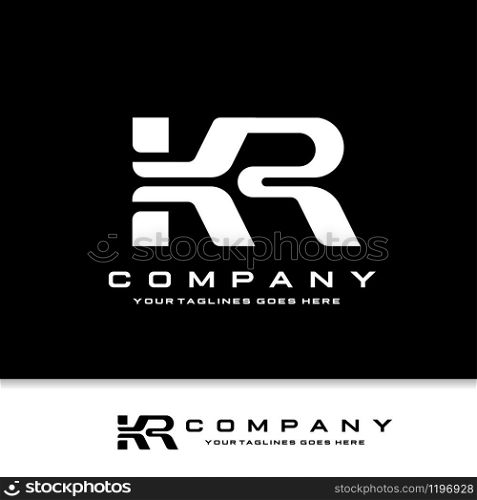 creative initial letter KR logo with black background