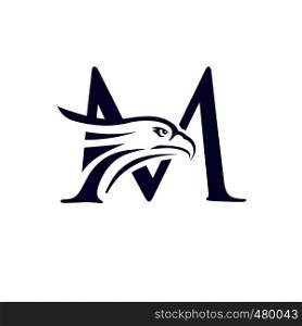creative initial Letter M and Eagle Head Logo design template.