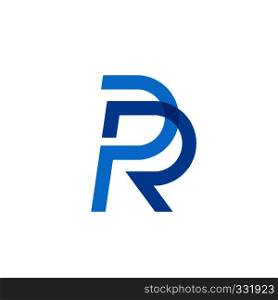 creative Initial letter PR or RP logo template colored blue design for business and company identity