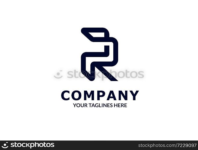 creative Initial letter PR or RP logo template flat color design for business and company identity