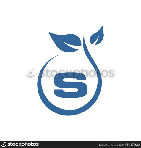 Creative Initial Letter S Icon with Green Leaf Logo Icon Symbol Design Template