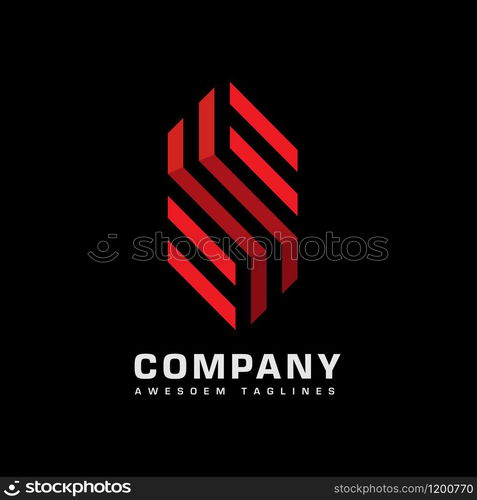 creative initial letter s with geometric striped logo concept