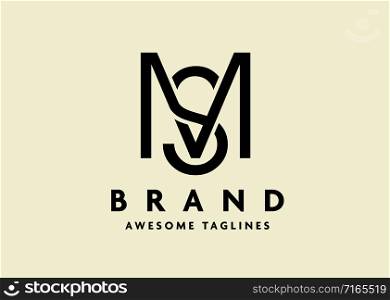 creative initial letter sm or ms logo vector concept