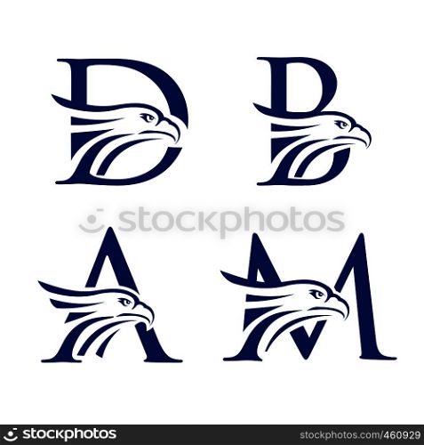 creative initial Letter with Eagle Head Logo concept design template.