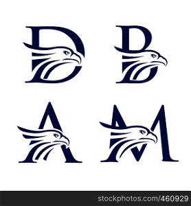 creative initial Letter with Eagle Head Logo concept design template.