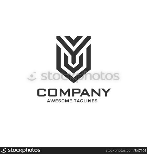 creative initial letter y with shield abstract geometric style logo