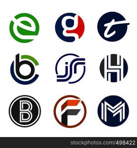 creative initial various circle letter color logo vector concept logo set