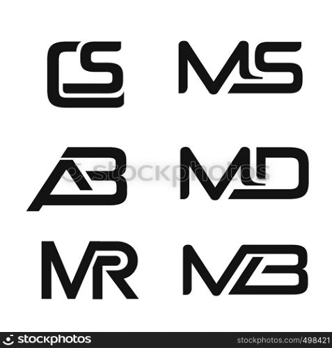 creative initial various combination letter logo vector concept logo set