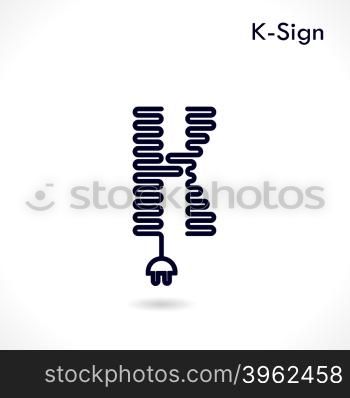 Creative K- letter icon abstract logo design vector template.Creative K- alphabet vector design.Business and education creative logotype symbol.Vector illustration