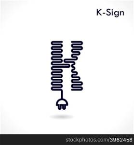 Creative K- letter icon abstract logo design vector template.Creative K- alphabet vector design.Business and education creative logotype symbol.Vector illustration