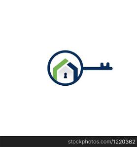 Creative key and home real estate logo design. Logo home security with key shape.
