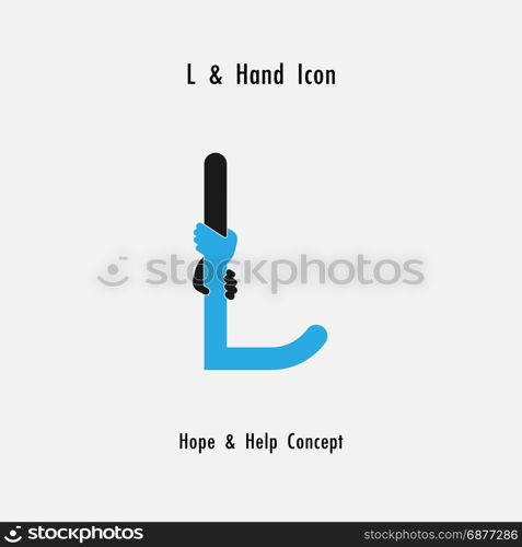 Creative L- alphabet icon abstract and hands icon design vector template.Business offer,partnership,hope,support or help concept.Corporate business and industrial logotype symbol.Vector illustration