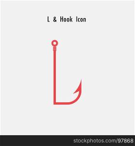 Creative L- Letter icon abstract and hook icon design vector template.Fishing hook icon.Alphabet icon.Vector illustration
