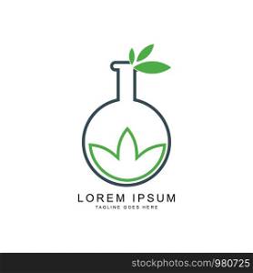 Creative Laboratory and leaf Concept Logo Design Template