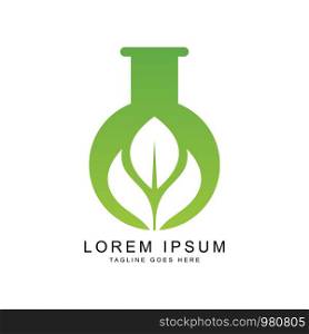 Creative Laboratory and leaf Concept Logo Design Template
