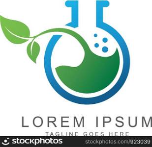 Creative Laboratory with leaf Concept Logo Design Template