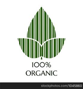 Creative leaf logo 100% organic.Isolated vector illustration on white background.