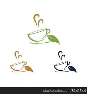 creative leaf shoots green organic tea mug leaf logo symbol design idea Green tea vector logo template. Design with leaf and cup symbol.