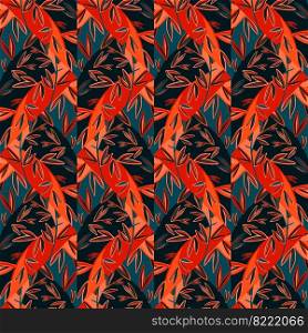 Creative leaves mosaic seamless pattern. Palm leaves tile. Botanical foliage endless wallpaper. Decorative backdrop for fabric design, textile print, wrapping paper, cover. Vector illustration. Creative leaves mosaic seamless pattern. Palm leaves tile. Botanical foliage endless wallpaper.