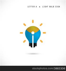 Creative letter A icon abstract logo design vector template with creative light bulb symbol. Corporate business and education creative logotype symbol.Vector illustration