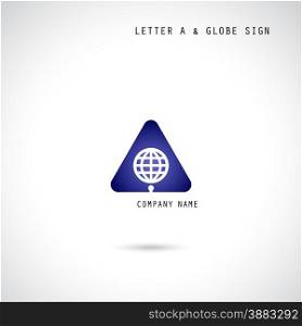 Creative letter A icon abstract logo design vector template with globe symbol. Corporate business and industrial creative logotype symbol.Vector illustration