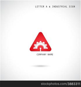 Creative letter A icon abstract logo design vector template with industry and gear symbol. Corporate business and industrial creative logotype symbol.Vector illustration