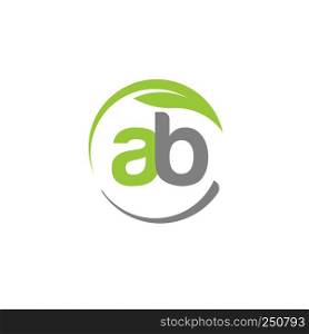 creative letter AB with circle green leaf logo