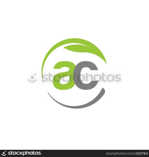 creative letter AC with circle green leaf logo