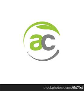 creative letter AC with circle green leaf logo