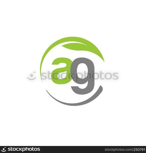 creative letter AG with circle green leaf logo