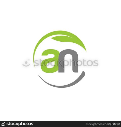 creative letter AN with circle green leaf ecology nature element vector,letter AN logo and abstract organic leaf logo