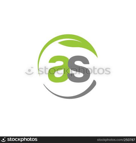 creative letter AS with circle green leaf ecology nature element vector,letter AS logo and abstract organic leaf logo