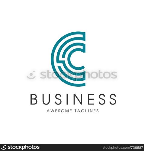 creative letter C Abstract circuit business logo design template.