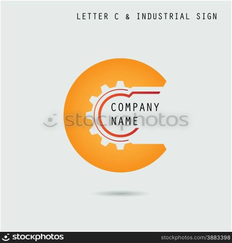 Creative letter C icon abstract logo design vector template with industry and gear symbol. Corporate business and industrial creative logotype symbol.Vector illustration