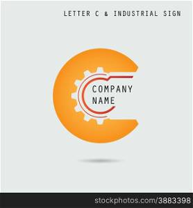 Creative letter C icon abstract logo design vector template with industry and gear symbol. Corporate business and industrial creative logotype symbol.Vector illustration