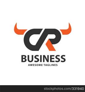 creative letter c r with simple horns logo vector concept