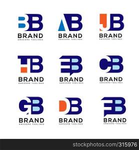 creative Letter combine logo design elements. simple letter BB,AJ,AB, HB,AB,EB,GB,DB,FB logo,Business corporate letter logo design vector