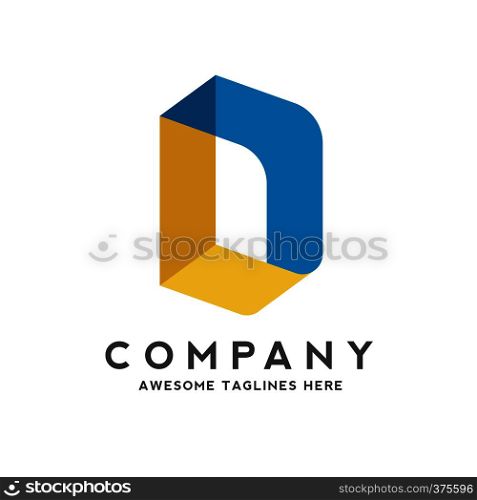 creative letter d colorful isometric style logo design, letter D colorful creative vector