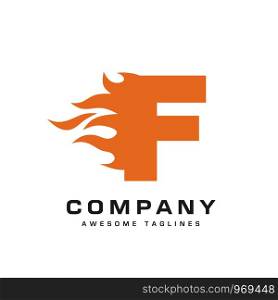 creative Letter f and fire Logo template design vector concept