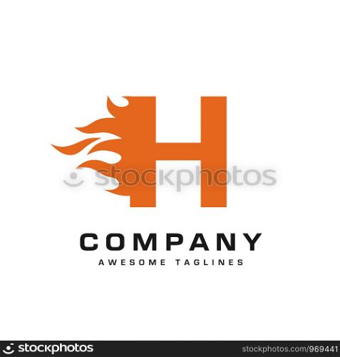 creative Letter h and fire Logo template design vector concept