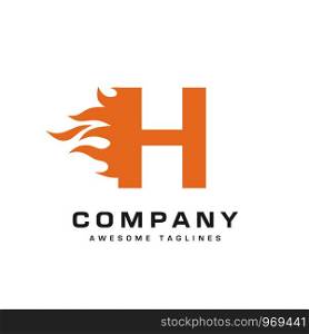 creative Letter h and fire Logo template design vector concept
