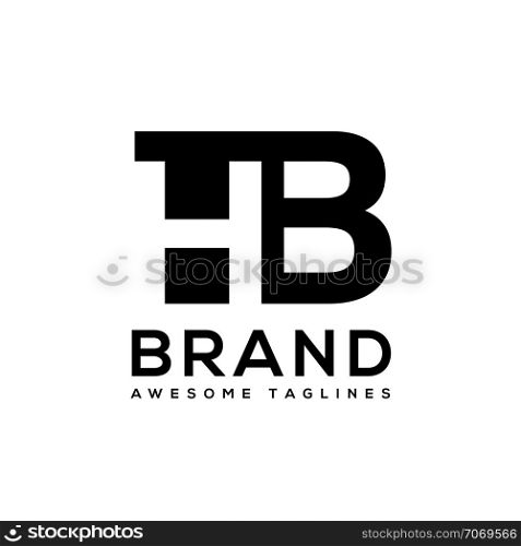 creative Letter HB logo design black and white logo elements. simple letter HB letter logo