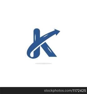 Creative letter K with arrow vector logo design.