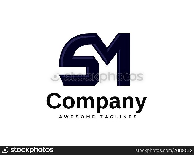 creative Letter SM logo design template elements. simple letter SM letter logo