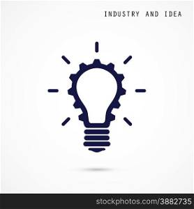 Creative light bulb and gear abstract vector design banner template. Corporate business industrial creative logotype symbol. Business and industrial concept.Vector illustration