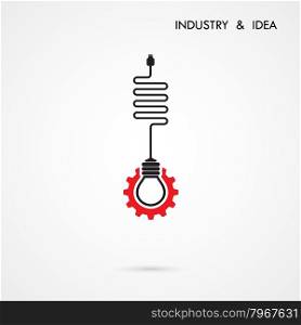 Creative light bulb and gear abstract vector design banner template. Corporate business industrial creative logotype symbol.Vector illustration