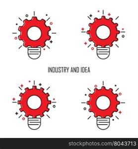 Creative Light Bulb and Gear Icon concept background.Design for poster,flyer,cover,brochure.Business and Industrial Idea ,abstract background.Vector illustration